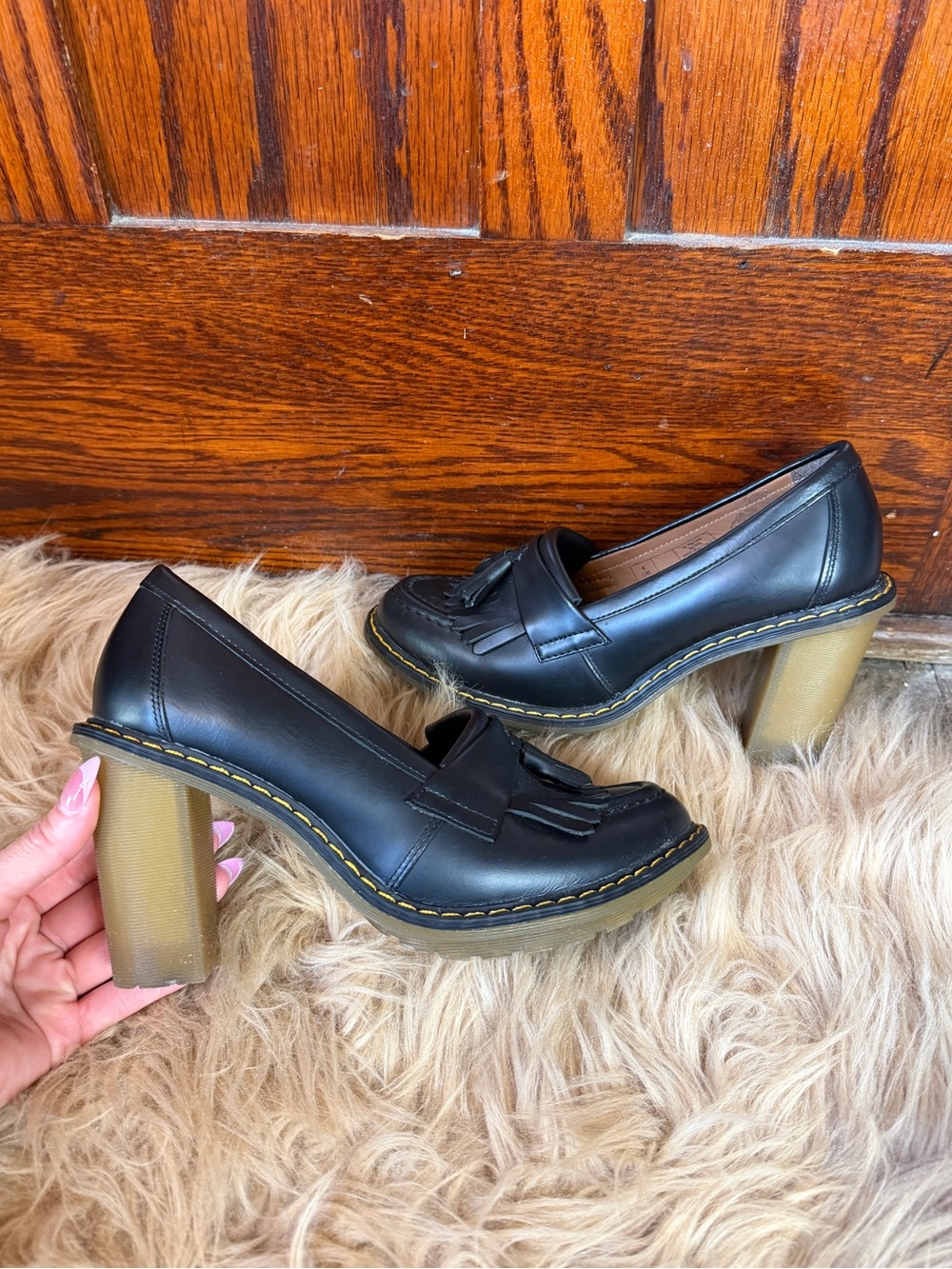 Dr. Martens Roma Packard Tassel Loafer Chunky Heels Black Rare Deadstock AW009 - Picture 9 of 9